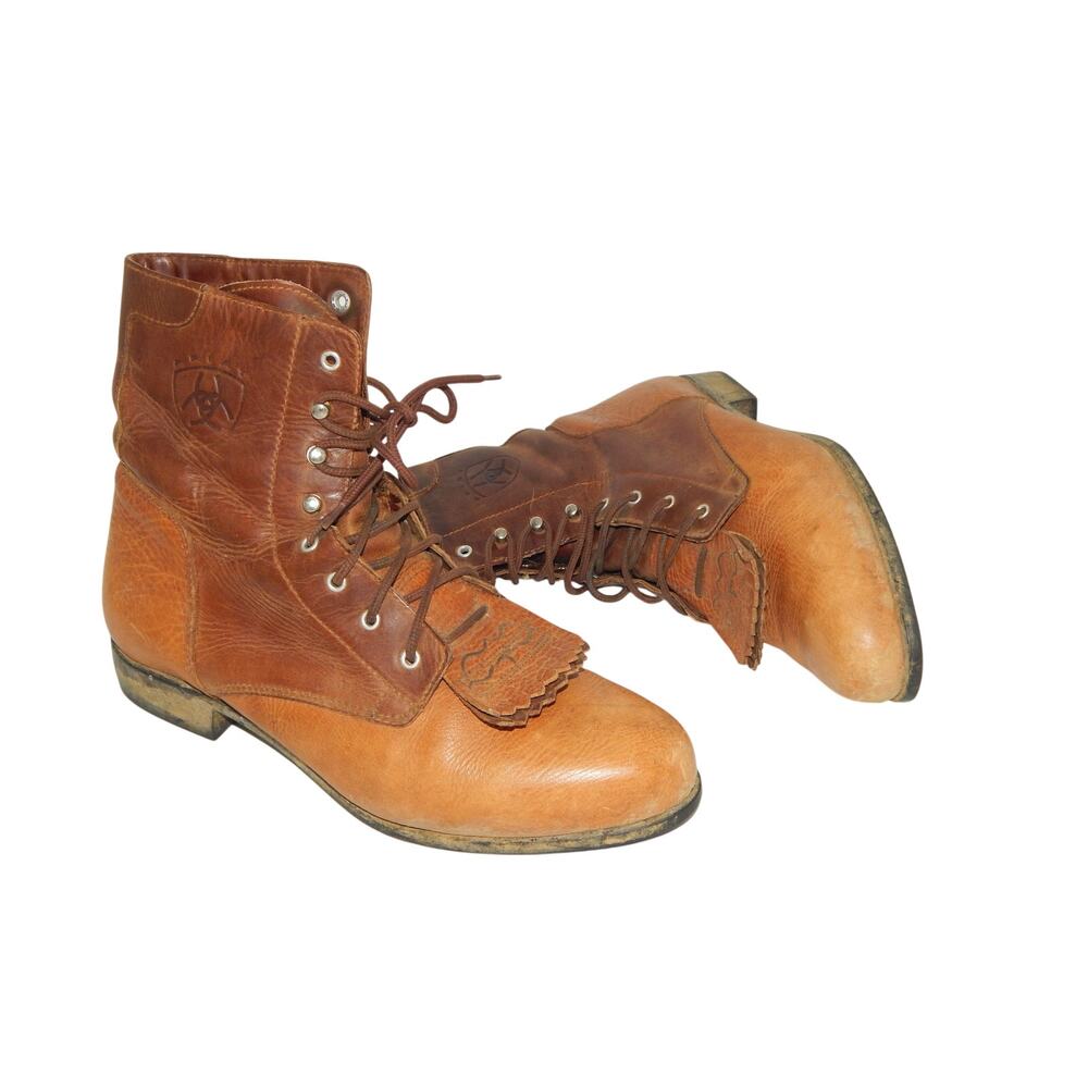 Ariat Vintage Women Leather Tassel Lace Up Boots Size 10